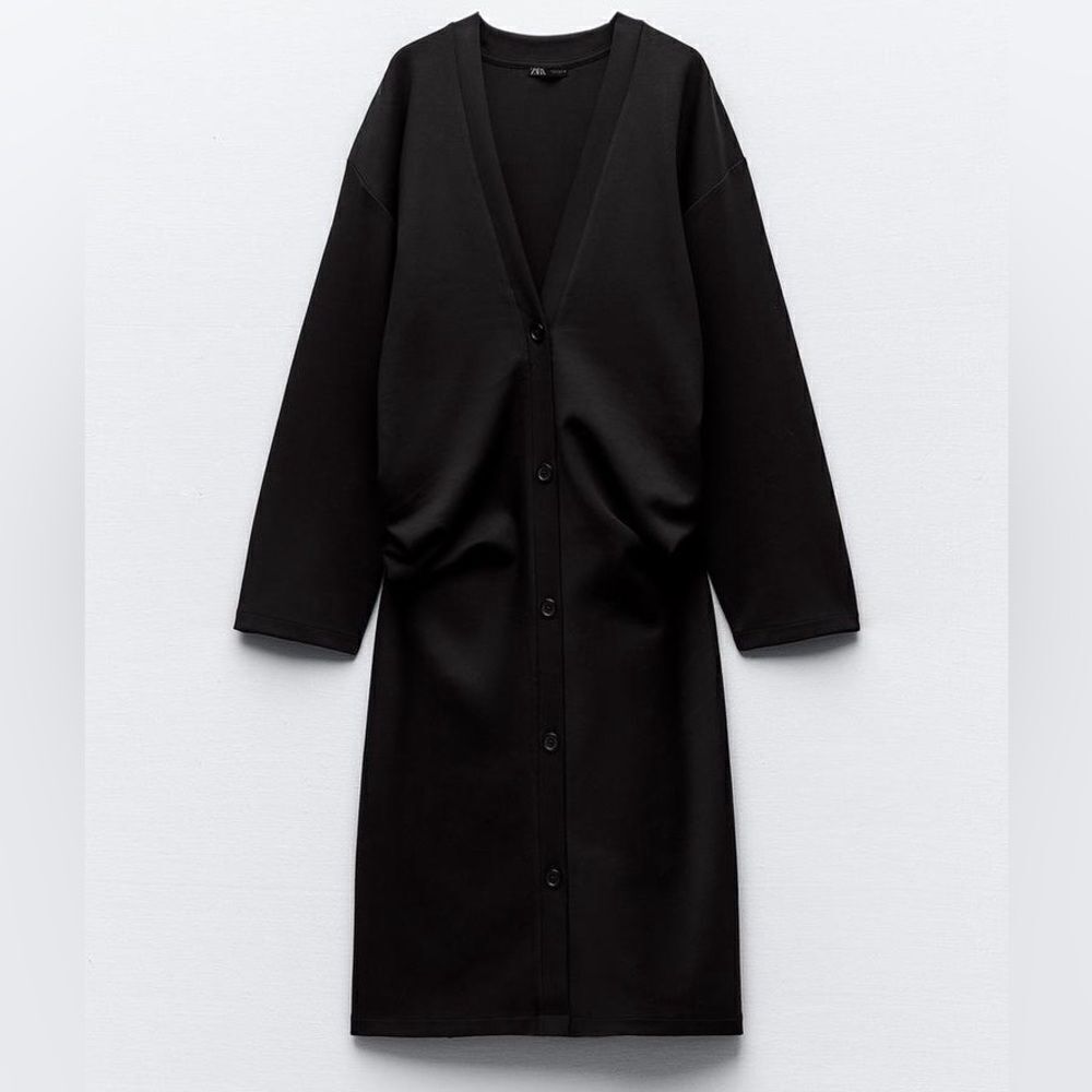 ZARA RUCHED LONG INTERLOCK JACKET - Picture 5 of 9